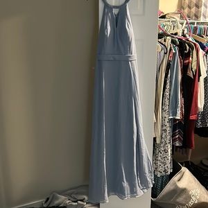 Dusty Blue Floor Length Bridesmaids Dress
